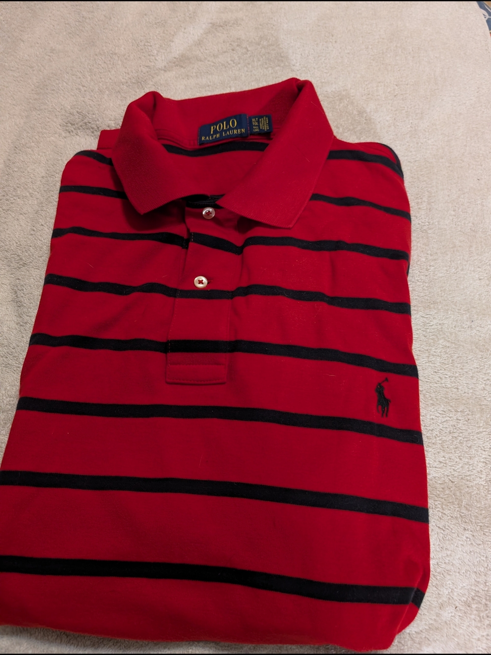Ralph Lauren Red Polo with Black Stripes